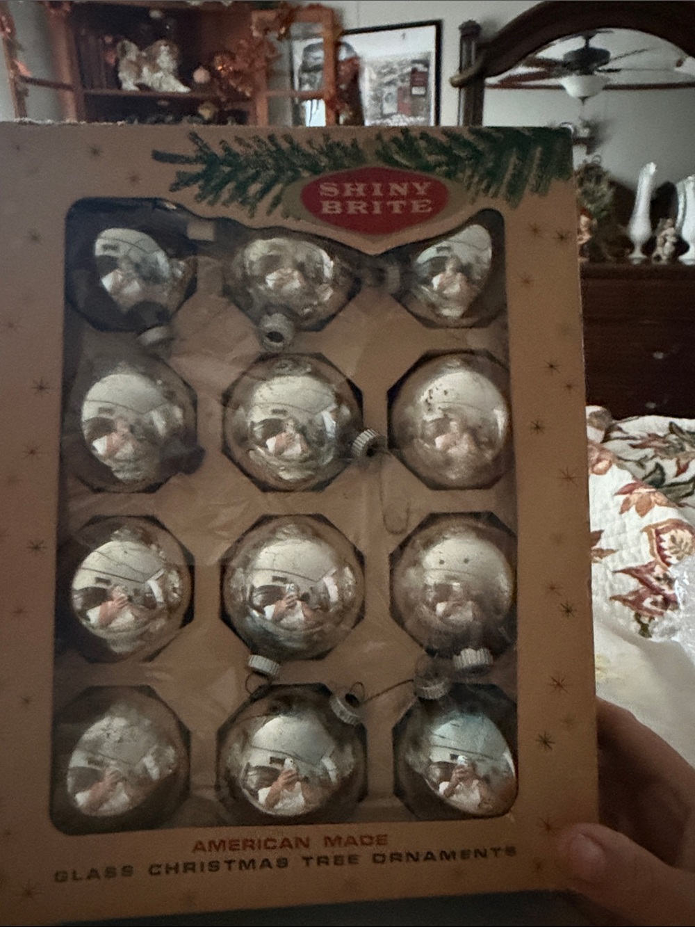 Shiny Brite Silver Glass Holiday Ornaments - Pack of 12